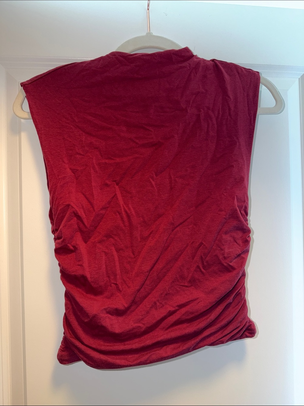 Women’s Sleeveless Ruched Tank Top - Burgundy